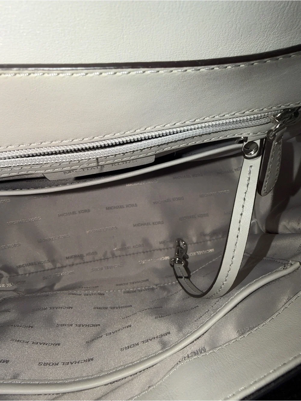 Michael Kors Light Gray and Pale Gray Leather Top-Handle Satchel